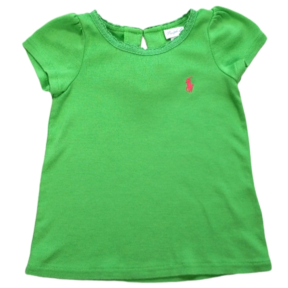 Ralph Lauren Shirt Short Sleeve Lace Trim Size 18 Months